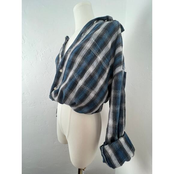 BAXTER Indigo Denim Button-up Shirt in navy black & light gray plaid (Mens: XL) - Picture 8 of 10